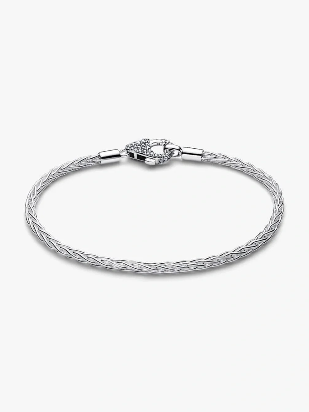 Pandora Pavé Clasp Foxtail Chain Charm Bracelet